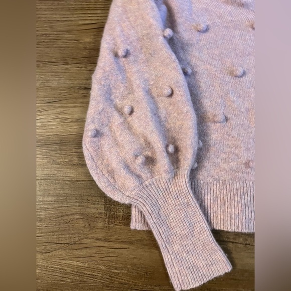 Madewell Womens Small Purple Bobble Pom Pom V-neck Wool Blend Sweater E2 - Picture 5 of 7